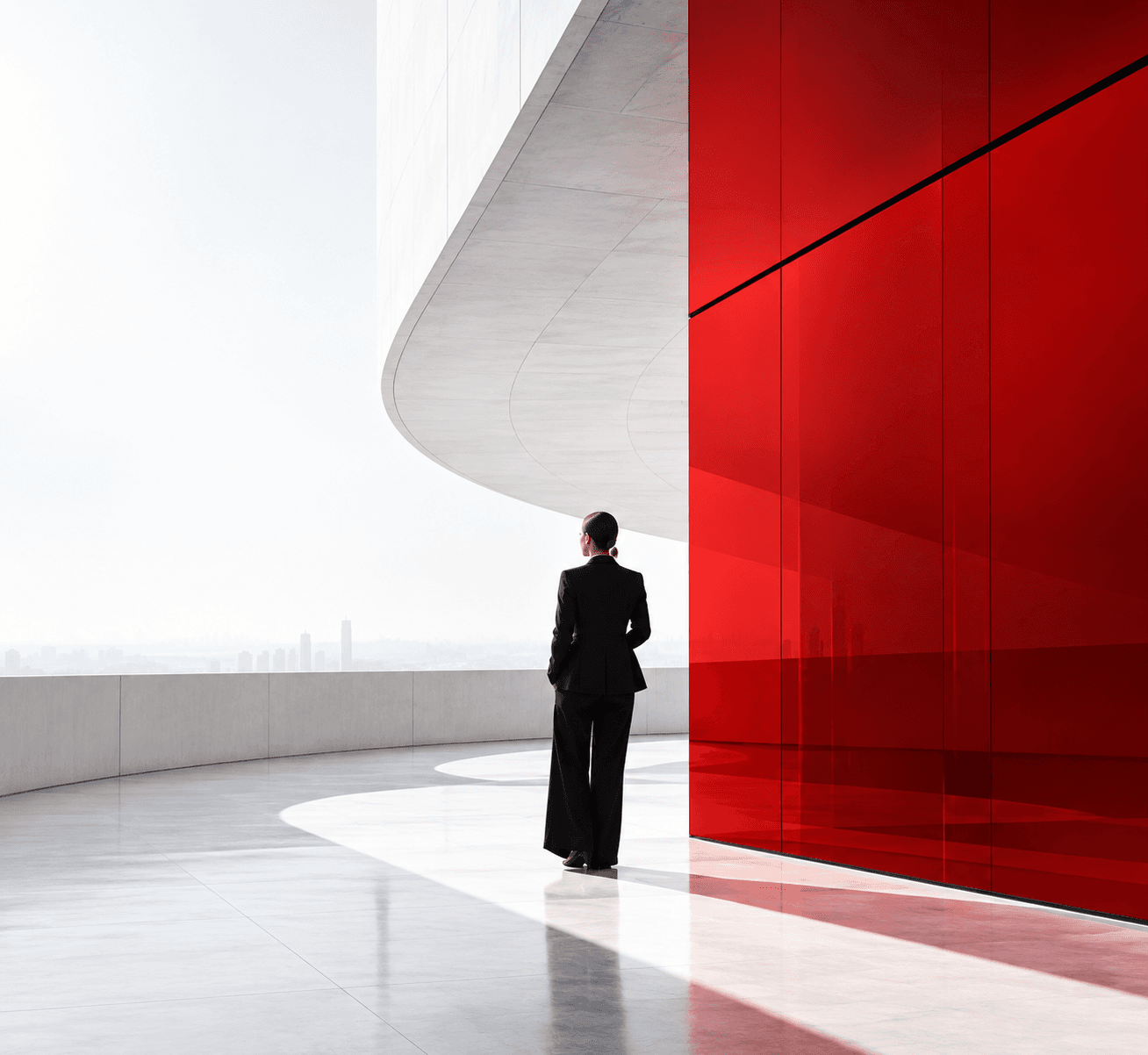 Modern architecture with a business professional
